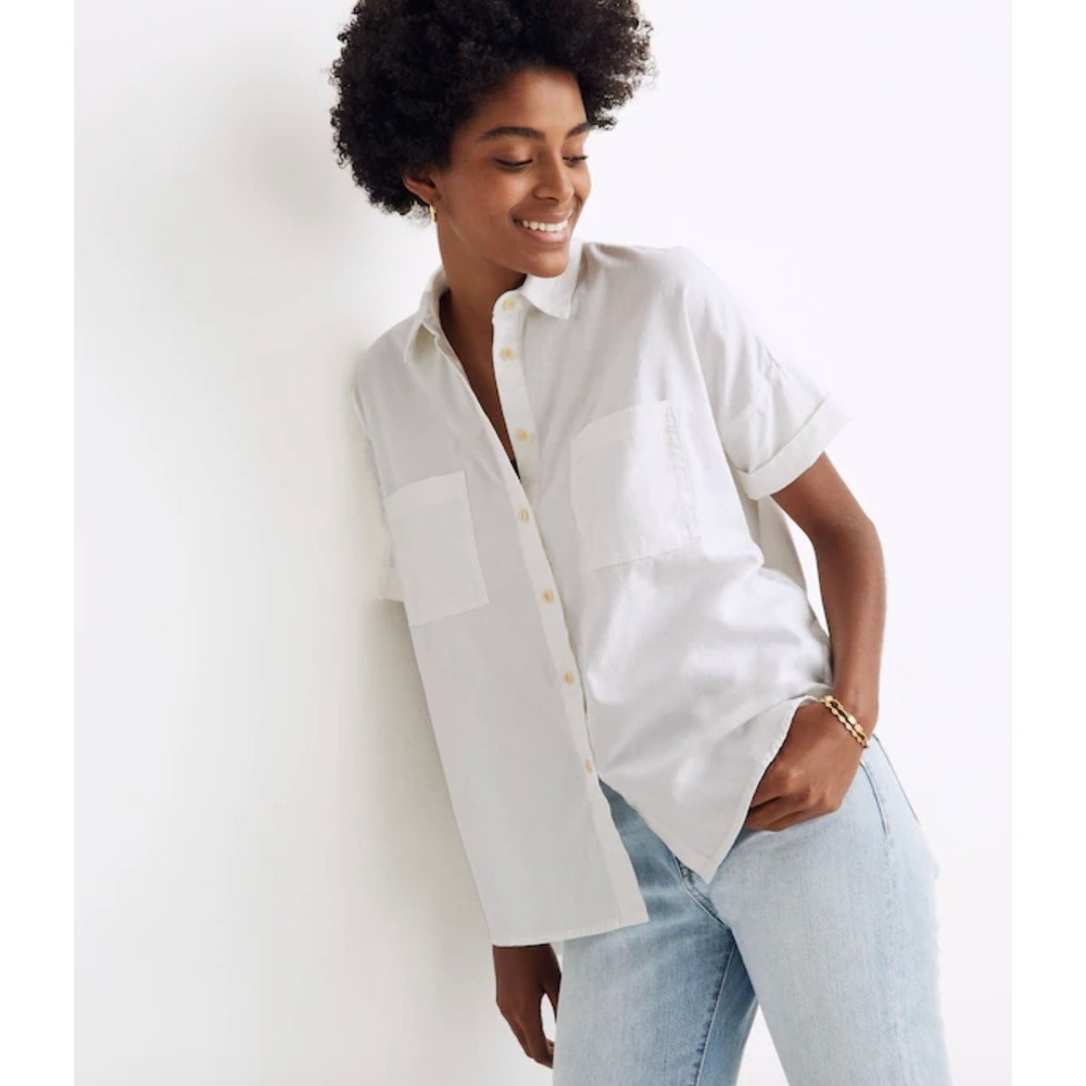 Madewell | White Cotton Courier Oversized Button-Down Shirt | Sz XXL